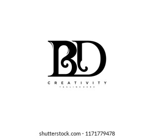 Logo Unique Decorative Monogram Letter BD Vector