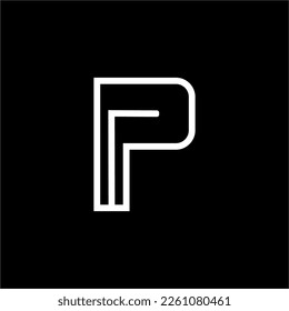 Logotipo para las iniciales exclusivas P y R color negro fondo, adecuado para logotipos de la empresa en electrónica, gadgets, cascos, juegos y otros