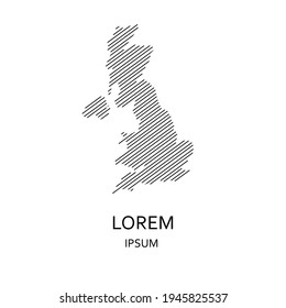 A logo of the United Kingdom. An illustration of Great Britain map. Isolated on white. Vector.