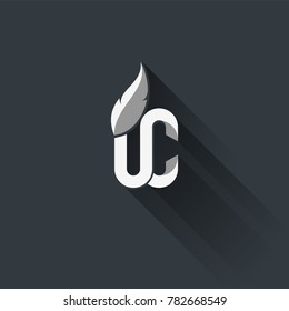  Logo upper class style - White color - Dark gray Background, Long shadow