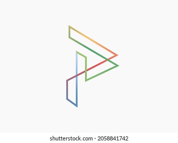 Logo uppercase P or lowercase b, or d formed from thin geometric lines. A logo that looks techy and futuristic. Suitable for technology companies, architecture, art, and others.