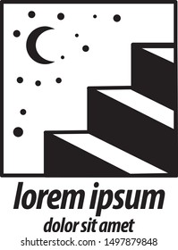 Logo Upstairs In The Night Vector Design