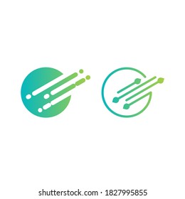 el logotipo de las franjas ascendentes, cortando un círculo