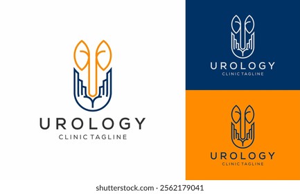 a logo for a urology clinic which has a modern minimalist impression with kidney and hand elements. Suitable for use as a logo for clinics, hospitals, health organizations, health services