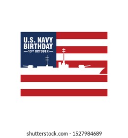 Logo Of U.S. Navy Birthday. 13th October. Vector Illustration.