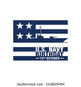 Logo Of U.S. Navy Birthday. 13th October. Vector Illustration.