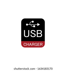 LOGO USB CHARGER. USB icon vector on white background. USB CHARGER simple element illustration.