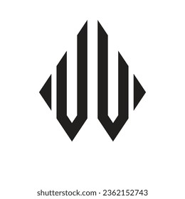 Logo V Zusammengefasste Rhombus Monogram 2 Letters Alphabet Font Logo Logotype Stickerei