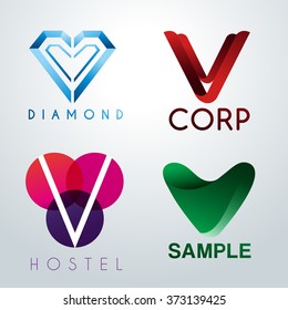 Logo V Design : Corporate Identity Logo : Vector Illustration