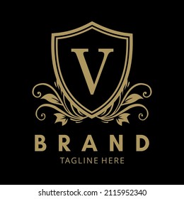 LOGO V IN GOLD COLOR SHIELD