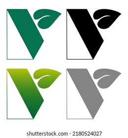 Logo V, leaf, eco-building color set