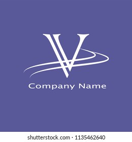 Logo V Letter. The modern element of the logo design template is isolated on a blue background. Vintage can be used for office, agency, brand, business cards, restaurant, boutique, hotel.