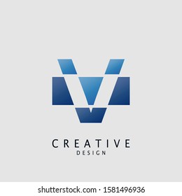 Logo V letter techno geomtrical, design concept geometric shape with  letter V logo icon for technology, business, finance, initials and more brand identity.