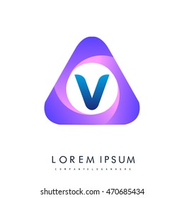 Logo V letter in the triangle shape, font icon, Vector design template elements for your application or company identity.