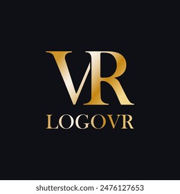 logo v and r with gold color. vector illustration