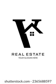 logo v real estate vector logo design