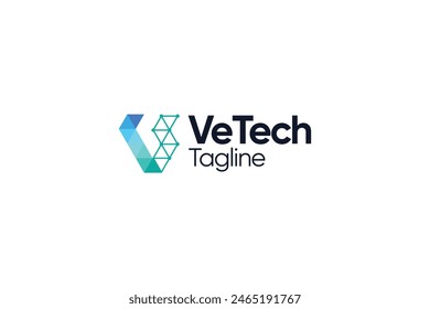 Logo v technology abstract design