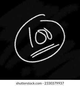 Logo value 10 20 30 40 50 60 70 80 90 100, A B C D E F, cross logo, mines, plus, exclamation mark and question mark, yes, no, check and cross false mark against black chalk board background