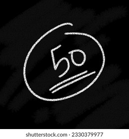 Logo value 10 20 30 40 50 60 70 80 90 100, A B C D E F, cross logo, mines, plus, exclamation mark and question mark, yes, no, check and cross false mark against black chalk board background