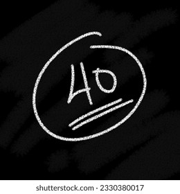 Logo value 10 20 30 40 50 60 70 80 90 100, A B C D E F, cross logo, mines, plus, exclamation mark and question mark, yes, no, check and cross false mark against black chalk board background