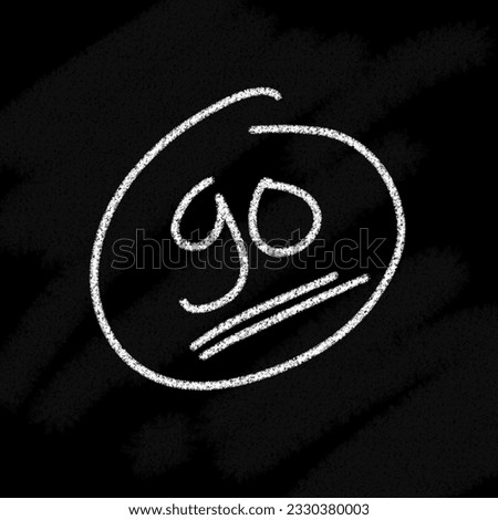 Logo value 10 20 30 40 50 60 70 80 90 100, A B C D E F, cross logo, mines, plus, exclamation mark and question mark, yes, no, check and cross false mark against black chalk board background