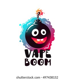 Logo Vape Boom. Label, Emblem Liquid Vapors. 