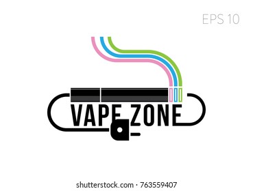  logo vape zone, emblem,  colorful clouds of steam