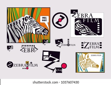 Logo. Variants of design development for the film industry. Vector image.