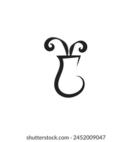 Logo vase flower stroke with blank background