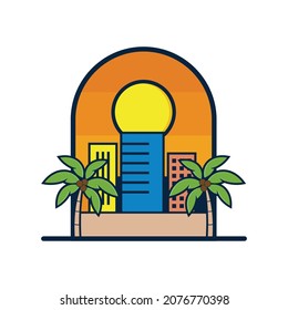 Logo vectir for beach city sunset