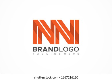 Logo Vector Abstract Initial Letter N and N Linked. Flat Vector Logo Design Template Element