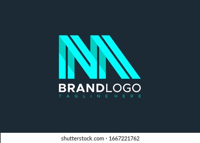 Logo Vector Abstract Initial Letter M or MN Linked. Flat Vector Logo Design Template Element