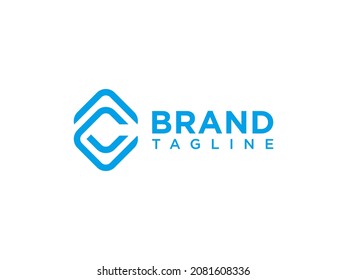Logo Vector Abstract Letter C Circle With Line. Flat Line Logo Design Template Element