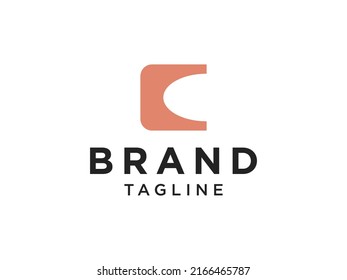 Logo Vector Abstract Letter C With Line. Flat Line Logo Design Template Element
