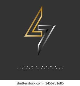 Logo vector abstract symbol gold silver bolt 