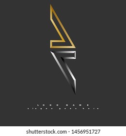 Logo vector abstract symbol gold silver lightning 