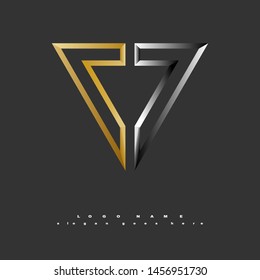 Logo vector abstract symbol gold silver upside down triangle 