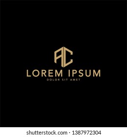 logo vector Ac font in a simple and minimalist hexagon style
