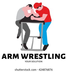 Logo vector arm wrestling. Arm wrestling battle fighters