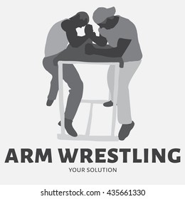 Logo vector arm wrestling. Arm wrestling battle fighters