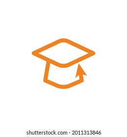 Logo vector arrow bachelor hat growth orange future online learning clean education course
