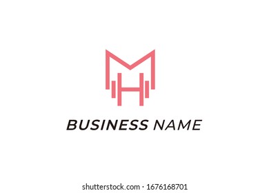 logo vector barbell and letter M