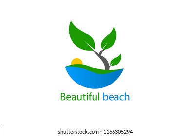 logo vector beautiful beach tamplate