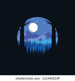 Logo vector for beauty moon night
