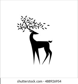 Logotipo ciervo negro/silueta negra de ciervo. Isolación/Icono/ilustración vectorial