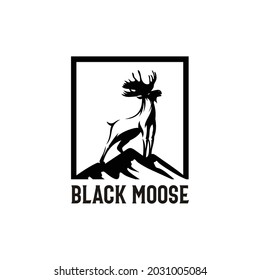 Logo vector black mountain moose