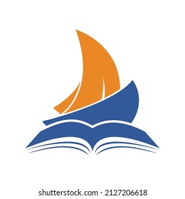 Logo Vector Book Boat Stock Vector (Royalty Free) 2127206618 | Shutterstock