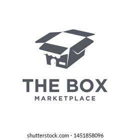 logo vector box in the form of a minimalist shop
