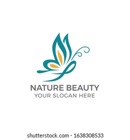 Logo vector butterfly nature for beauty products