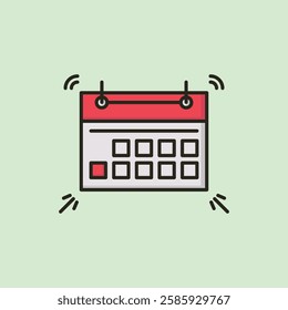 logo vector Calendar with a red highlight suitable for scheduling important events, marking deadlines, planning activities, organizing tasks, tracking appointments, and highlighting important dates.